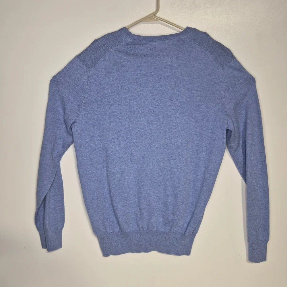 Polo Ralph Lauren Sweater Mens Medium Blue Pima Cotton V-Neck Pony‎ Logo